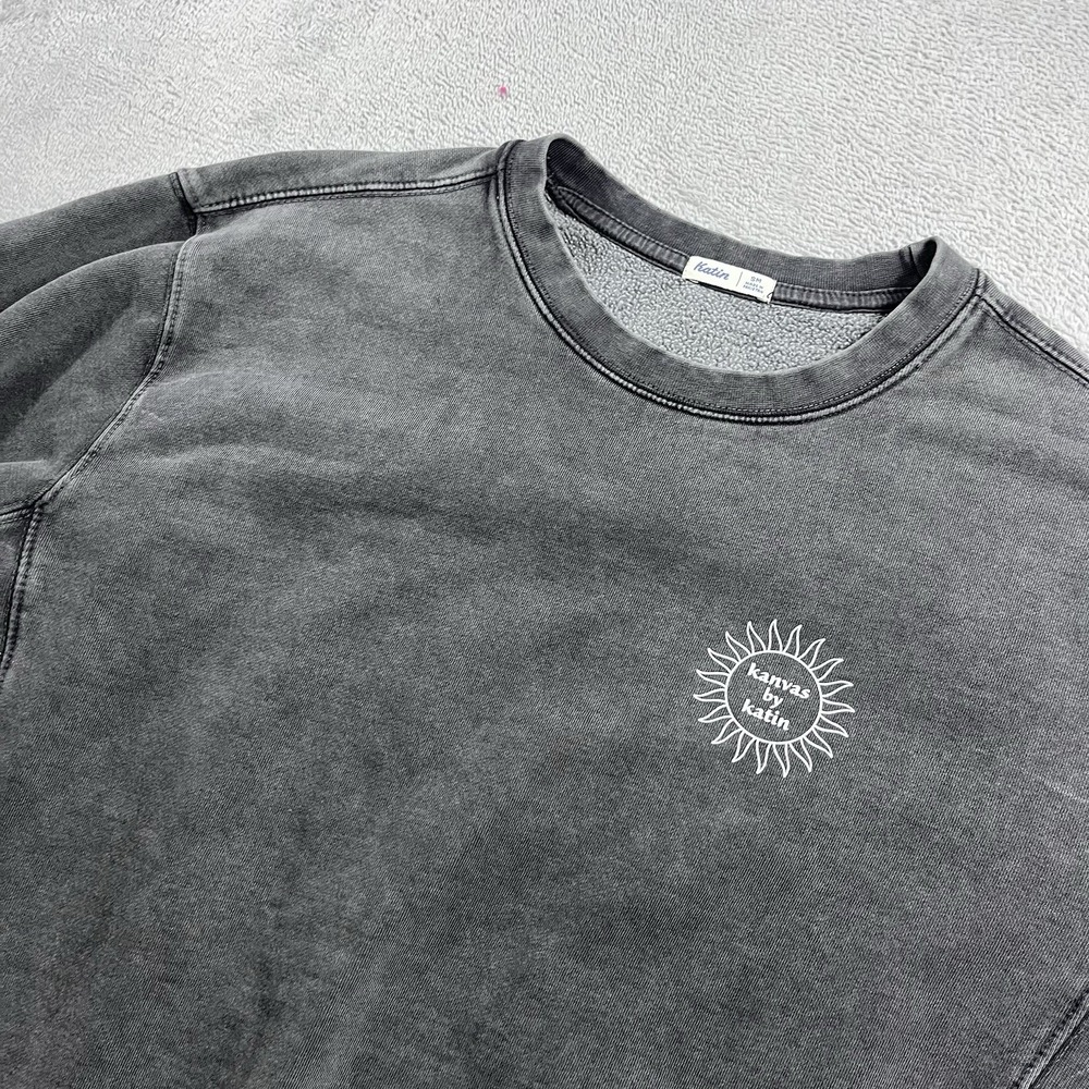 Katin Sweatshirt Mens Small Gray Sun Palm Trees Beach Graphic Pullover Crewneck